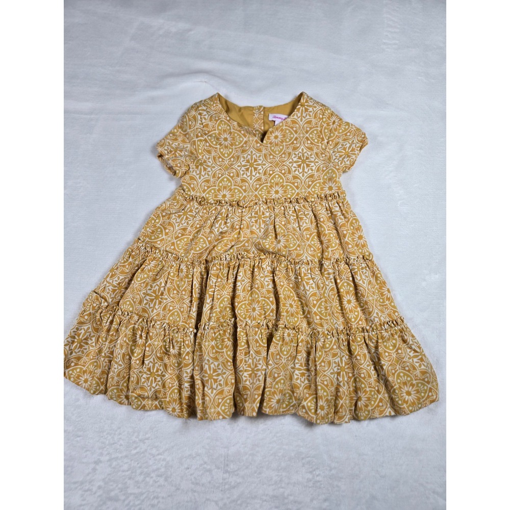 Tommy Bahama Girls 3T‎ Yellow Medallion Print Tiered Babydoll Summer Dress Boho